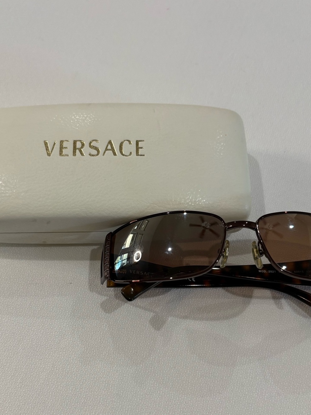 Versace Men’s Brown Gradient Sunglasses with Tortoiseshell Temples